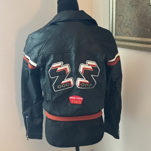 ZARA faux leather black moto bomber zip up jacket ZZ inspire others Z1975 S - Picture 5 of 8